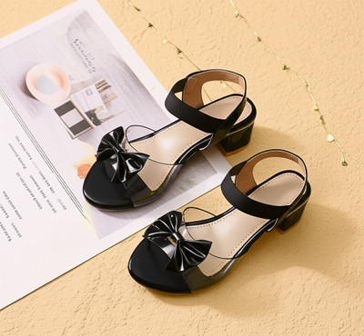 Tecotoes Girls Sling Back Heels(Black , 8-9 Year)