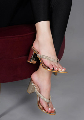 Looper Barbie Girls Slip-on Heels(Gold , 8-9 Year)