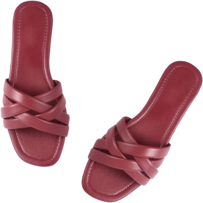 Tridents Girls Slip-on Flats(Maroon , 12 - 13 Years)