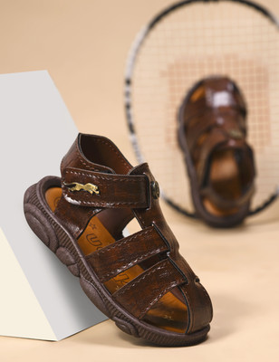 kats Boys & Girls Velcro Strappy Sandals(Brown , 4-4.5 YEARS)