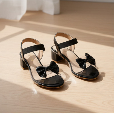 Tecotoes Girls Sling Back Heels(Black , 10-11 Year)