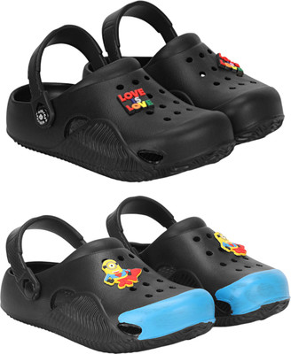 RIFOF Boys & Girls Slip-on Clogs(Black , 7-8 Years)