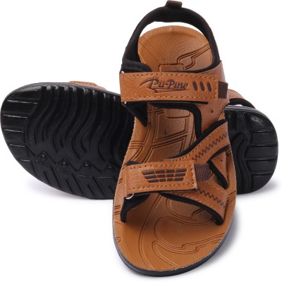 Pu-Pine Boys Velcro Strappy Sandals(Beige)