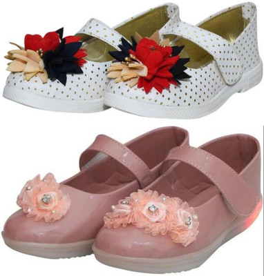 New Collection Girls Velcro Flats(White , 3.5-4Years)
