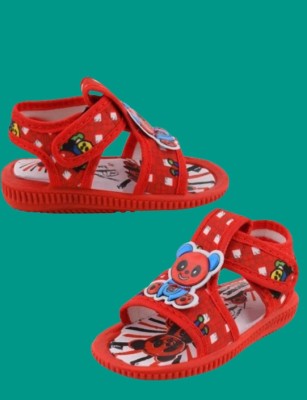 LifeO Boys & Girls Velcro Strappy Sandals(Red , 12-18 Month)