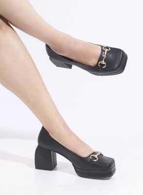 TRYME Girls Slip-on Heels(Black , 20yr And Above)