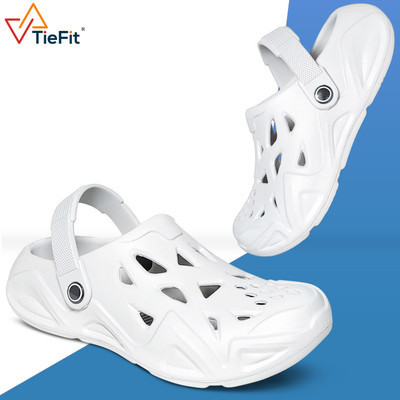 TieFit Boys Sling Back Clogs(White , 8-9)