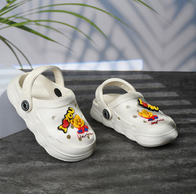 Santhanakid Boys & Girls Sling Back Clogs(White , 10-11 YEARS)