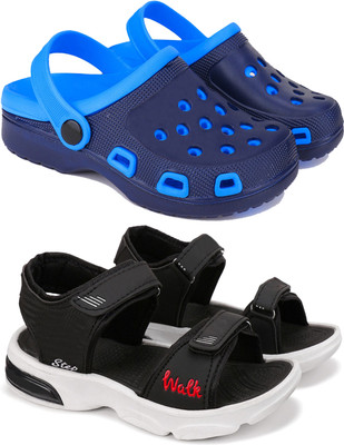 BERSACHE Boys Velcro Clogs(Multicolor , 9-10 Years)