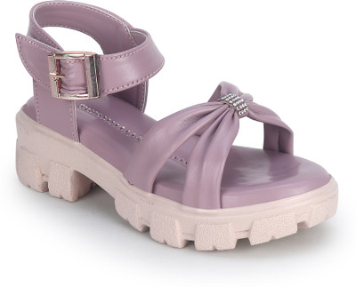 Well Wear Girls Velcro Wedges(Purple , 5.5 - 6 Years)