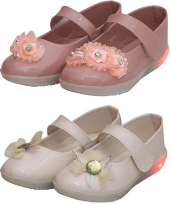 New Collection Girls Velcro Flats(Multicolor , 7-7.5Years)