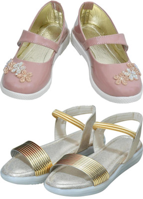 New Collection Girls Velcro Flats(Pink , 1 - 2 Years)