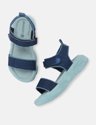 BRANDIFY Girls Velcro Strappy Sandals(Blue , 5.5-6 years)