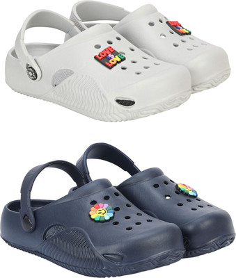 RIFOF Boys & Girls Slip-on Clogs(Grey , 7-8 Years)