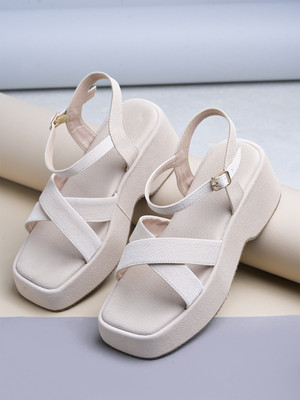 SHOETOPIA Girls Buckle Heels(Beige , 8-9 Year)