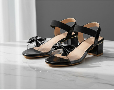 Tecotoes Girls Sling Back Heels(Black , 10-11 Year)