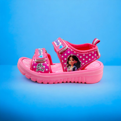 Green Comfort Girls Velcro Sports Sandals(Pink , 7-7.5 Year)