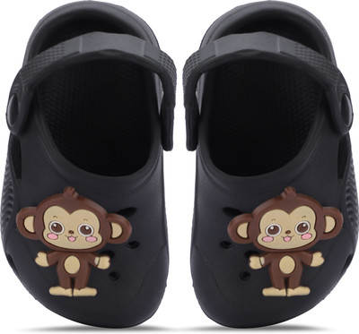 Givey Boys & Girls Sling Back Clogs(Black , 4 Years)