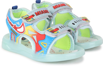 PENNEN Boys & Girls Velcro Sports Sandals(Green , 10-11 Years)