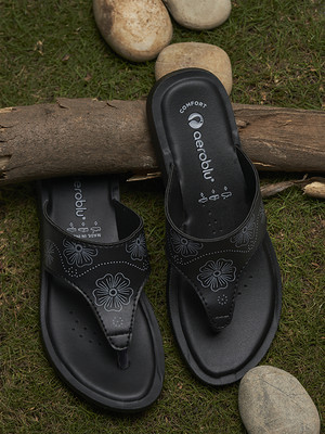 Aeroblu Women Slippers(Black , 5)
