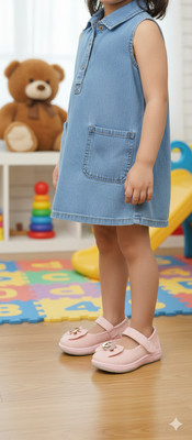 footpedia Girls Velcro Flats(Pink , 5 years)