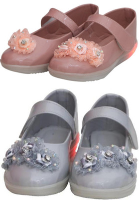 New Collection Girls Velcro Flats(Green , 3-3.5Years)