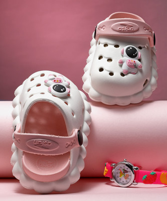 asian Boys & Girls Slip-on Clogs(Pink , 7-8 Years)