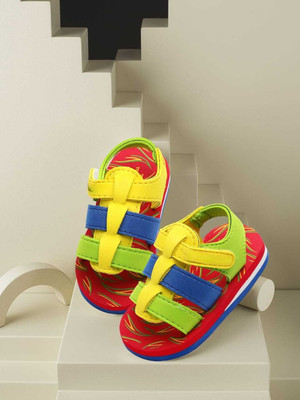 Yk Boys & Girls Velcro Thong Sandals(Red , 3.5 - 4 Years)