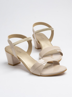 SHOETOPIA Girls Sling Back Heels(Cream , 9-10 Year)