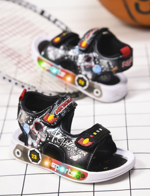 kats Boys & Girls Velcro Strappy Sandals(Grey , 4-4.5 YEARS)