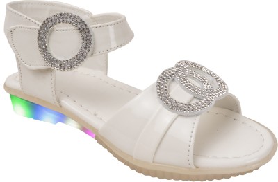 LNG Lifestyle Girls Velcro Strappy Sandals(White)