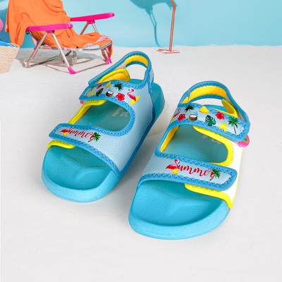 KazarMax Girls Velcro Strappy Sandals(Blue , 3.5-4Y)