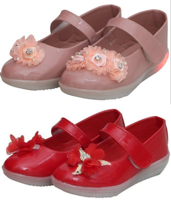 New Collection Girls Velcro Flats(Green , 7-7.5Years)
