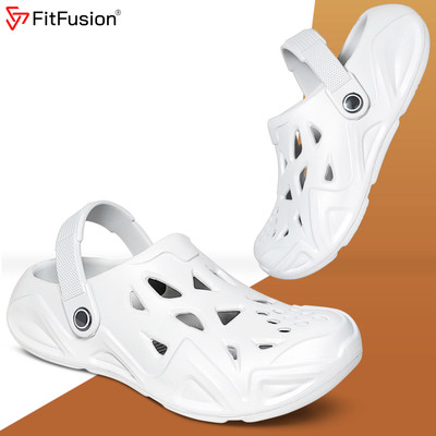 FitFusion Boys Sling Back Clogs(White , 8 - 9 Years)