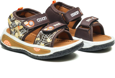 asian Boys & Girls Velcro Thong Sandals(Brown , 1.5-2 Years)