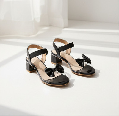 Tecotoes Girls Sling Back Heels(Black , 10-11 Year)