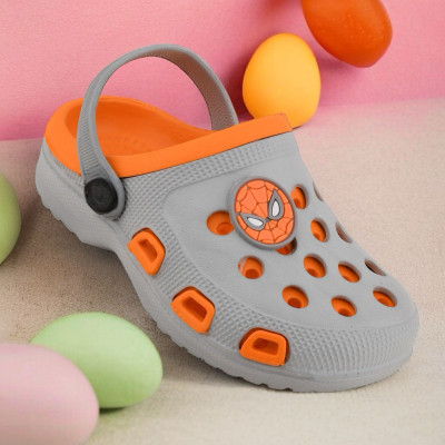 ASRON Spiderman Boys Sling Back Clogs(Grey , 3.5 - 4 year)
