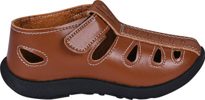 LEVOT Boys & Girls Velcro Strappy Sandals(Brown , 2-2.5 YEARS)