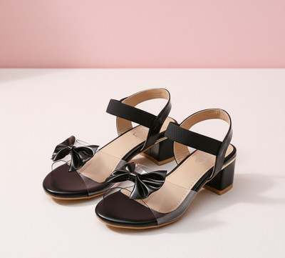 Tecotoes Girls Sling Back Heels(Black , 10-11 Year)