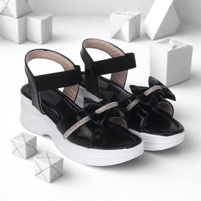 Cozia Disney Princess Girls Velcro Wedges(Black , 3.5 - 4 years)