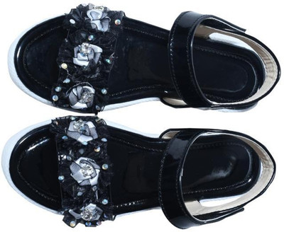 Ideal COLLECTION Girls Sling Back Flats(Black ,)