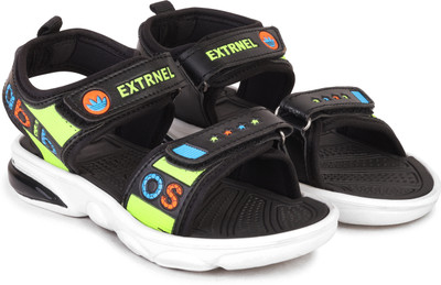 DRACKFOOT Boys & Girls Velcro Sports Sandals(Black , 7-8 Years)