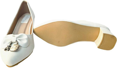 footpedia Girls Slip-on Heels(White , 7-7.5 YEARS)