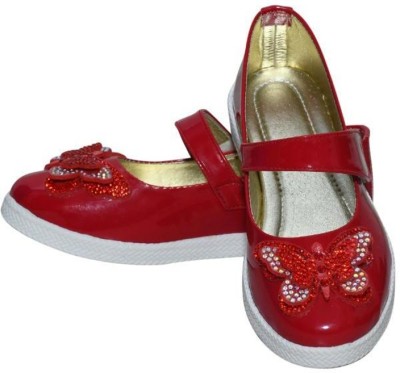 Ideal COLLECTION Girls Velcro Flats(Red , 7 Years)