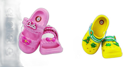 plushwalk Boys & Girls Slip-on Clogs(Yellow , 3.5 to 4.0 Years)