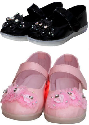 New Collection Girls Velcro Flats(Green , 7-7.5Years)