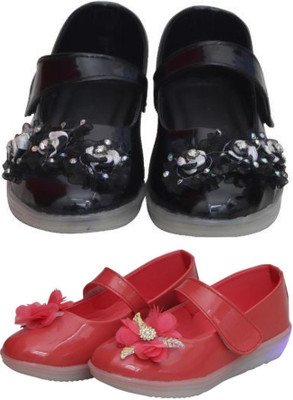 New Collection Girls Velcro Flats(Green , 6-6.5years)