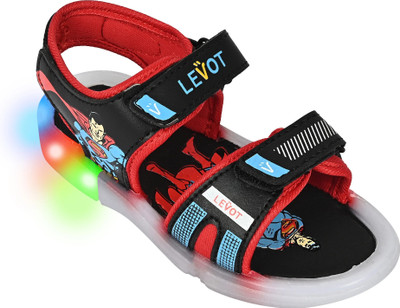 LEVOT Superman Boys & Girls Velcro Sports Sandals(Black , 2.5-3 Years)
