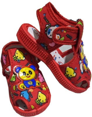 LifeO Boys & Girls Velcro Strappy Sandals(Red , 9-12 Month)