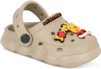 Fut fettoe Boys & Girls Sling Back Clogs(Beige , 12-13 Years)